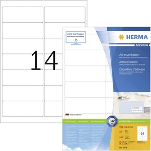 Herma 4678 etikety 99.1 x 38.1 mm papier  biela 1400 ks permanentné adresná nálepky atrament, laser, kópie 100 Blatt A4