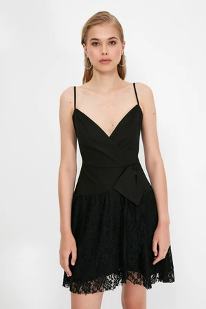 Trendyol Black Collar Detailed Poplin Evening Dress