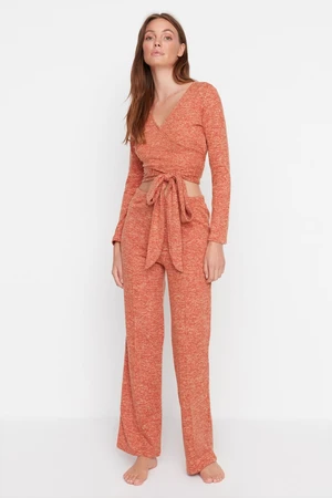 Trendyol Orange Tie Detailed Soft Knitted Bottom Top Set