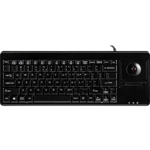 Perixx PERIBOARD-514 H PLUS USB klávesnica US anglická, QWERTY čierna integrovaný trackball, tlačidlá myši, USB konektor