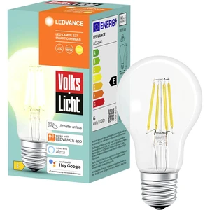 LEDVANCE SMART + En.trieda 2021: E (A - G) AC32941 - SMART+ BT FILAMENT CLASSIC DIMMABLE CLA60  E27 6 W teplá biela