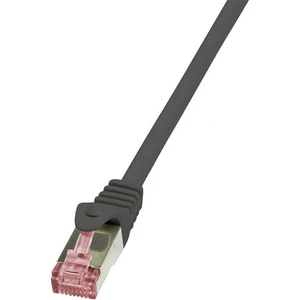 LogiLink CQ2033S RJ45 sieťové káble, prepojovacie káble CAT 6 S/FTP 1.00 m čierna samozhášavý, s ochranou 1 ks