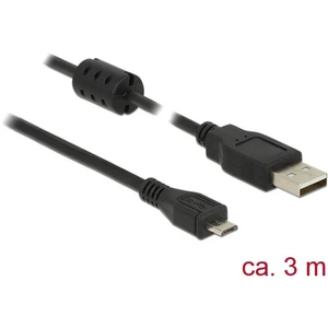 Delock #####USB-Kabel USB 2.0 #####USB-A Stecker, #####USB-Micro-B Stecker 3.00 m čierna s feritovým jadrom