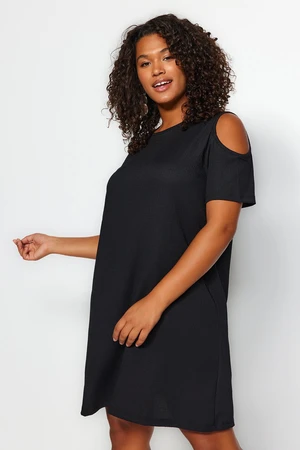 Trendyol Curve Black A-line Knitted Window/Cut Out Detailed Dress