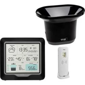 Digitální bezdrátová meteostanice TFA Dostmann Funk-Wetterstation mit Regenmesser RAIN PRO 35.1160.01, Max. dosah 100 m, černá