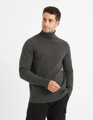 Dark grey men's pattern turtleneck Celio