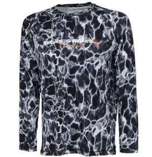 Savage gear triko night uv long sleeve t shirt black waterprint - xl