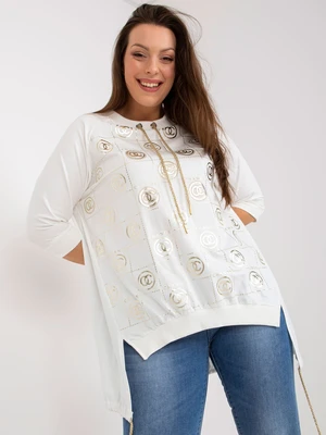 White cotton blouse of larger size with motif