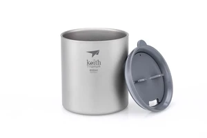 Titanový termohrnek s víčkem Mug Keith® 600 ml (Barva: Stříbrná)