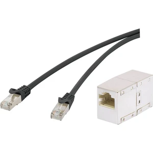 Renkforce RF-3828858 RJ45 sieťové káble, prepojovacie káble CAT 5e F/UTP 25.00 cm sivá s ochranou 1 ks