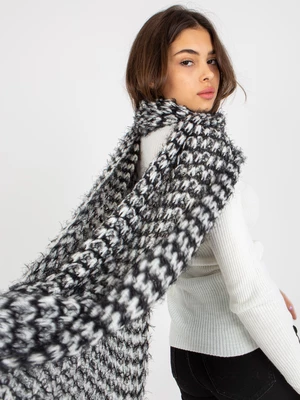 Black and white women's knitted winter scarf