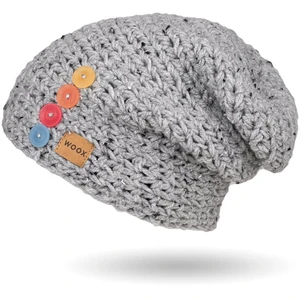 Čepice WOOX Grey Button Beanie