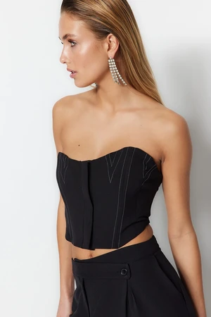 Trendyol Black Crop Lined Woven Bustier