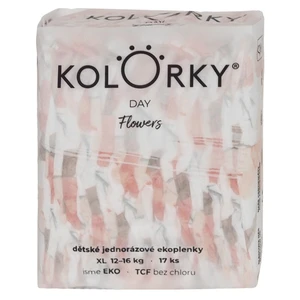 KOLORKY DAY Jednorázové EKO plenky květy XL (12-16 kg) 17 kusů