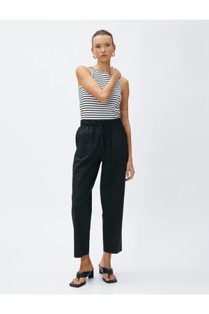 Koton Linen-Mixed Trousers with Tie Waist