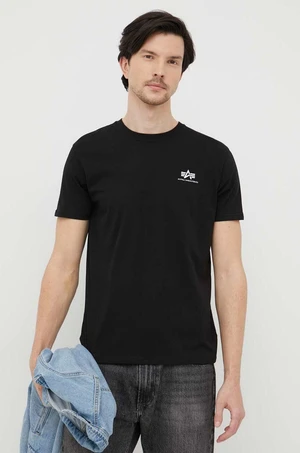 Bavlněné tričko Alpha Industries Basic T Small Logo černá barva, s potiskem, 188505.03