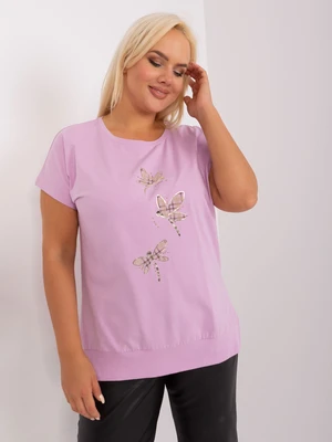 Light purple blouse plus size with application