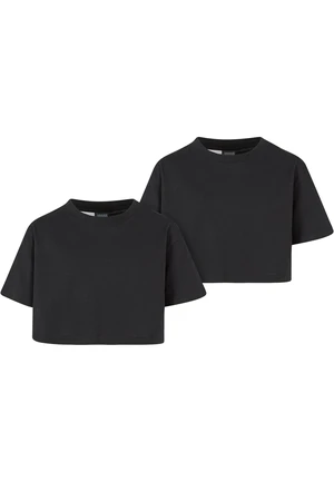 Dívčí krátké triko Short Kimono Tee - 2 Pack černá+černá