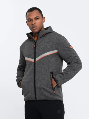 Ombre Men's sports jacket with adjustable hood and reflector - graphite