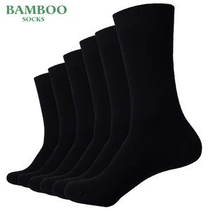 Match-Up 6 Pack Soft Mens Bamboo Crew Socks Smell Control Cushioned Dress Casual Socks 7 Colors