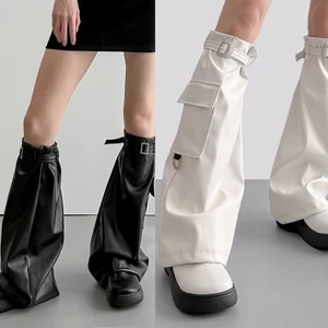 Women's Pu Leathers Leg Warmers Harajuku Gothic Knee High Leg Cover Socks Gifts