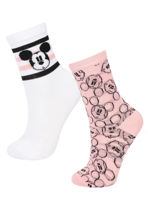 DEFACTO Girls Disney Mickey & Minnie 2-Piece Cotton Long Socks