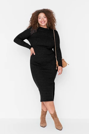 Trendyol Curve Black Camisole Knitted Plus Size Dress