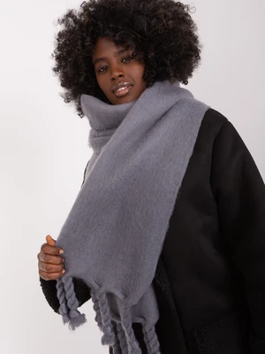 Dark gray women's scarf with fringe