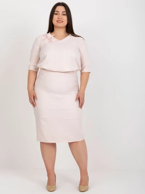 Světle růžová plus size sukně ze sady