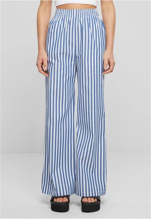 Women's Striped Loose Trousers White/Blue