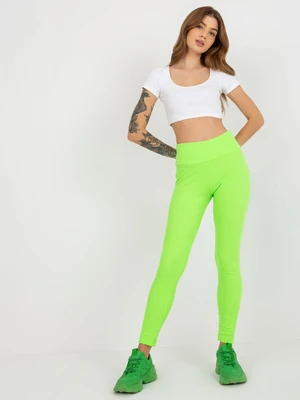 Fluo green striped basic leggings for everyday wear