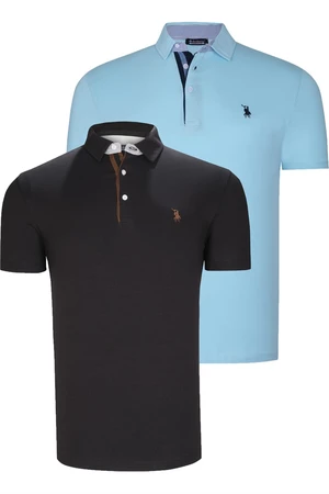 DUAL SET T8582 DEWBERRY MENS T-SHIRT-BLACK-CYAN