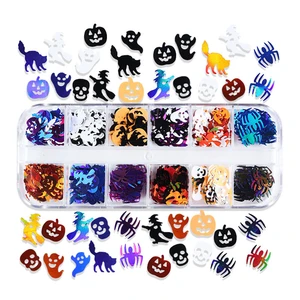 Halloween Filling Resin Sequins Spider Skull Witch Ghost Glitter For Epoxy Silicone Mold Filler DIY Keychain Pendant Resin Art