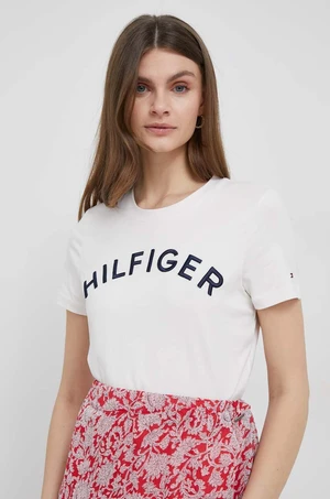 Bavlnené tričko Tommy Hilfiger béžová farba