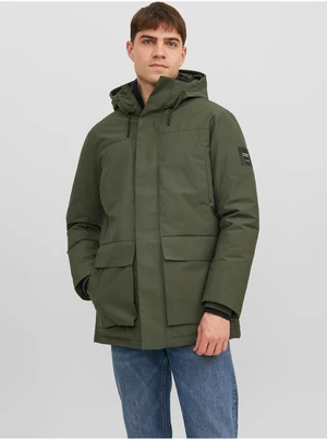 Kaki pánska zimná parka Jack & Jones Rob