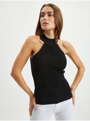 Black Women Ribbed Top Guess Shayna - Women