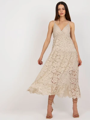 Beige lace dress with frill OCH BELLA