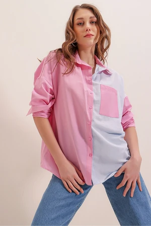 Bigdart 20116 Color Block Shirt - Pink