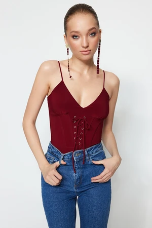 Trendyol Claret Red Snap-on Knitted Bodysuit