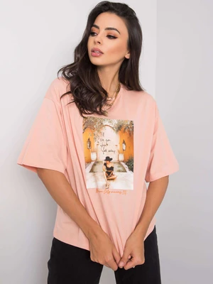 Cotton T-shirt with salmon print