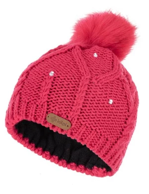 Girls' winter beanie with pompom Kilpi LADY-JG pink