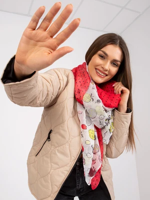 White-red scarf with print