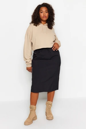 Trendyol Curve Black Parachute Midi Skirt