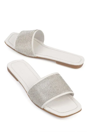 Capone Outfitters Women's Slippers with Capone Stones and Single Strap, Flat Heel.