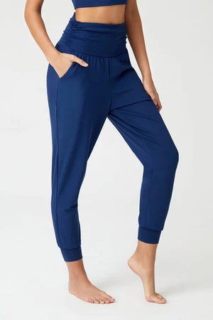 LOS OJOS Navy Blue Baggy-Look Harem Pants With An Elastic Waist