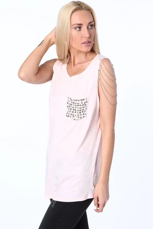 Light pink blouse with chains