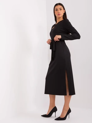 Black cocktail dress with slits