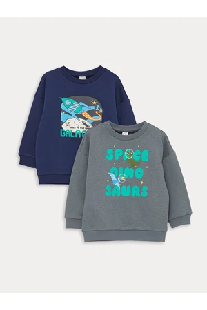 LC Waikiki Crew Neck Long Sleeve Printed Baby Boy Sweatshirt 2 Pack