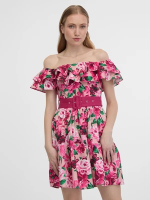 Tmavě růžové dámské květované šaty ORSAY
