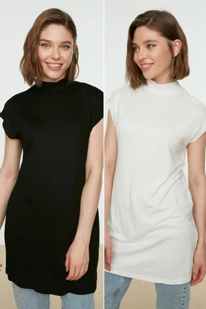 Trendyol Black and White 2-pack, Standing Collar, Sleeveless Underwear Tunic